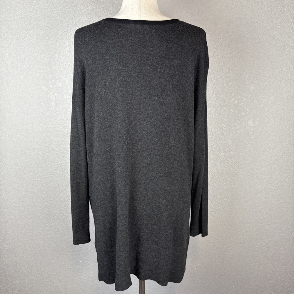 Eileen Fisher Womens Oversized Tunic Sweater Top Size XS Black Gray Colorblock - Picture 4 of 7